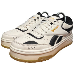 Reebok Club Athletic Women"s 9 Black Gold Platform Sneakers Low Top Gum Sole